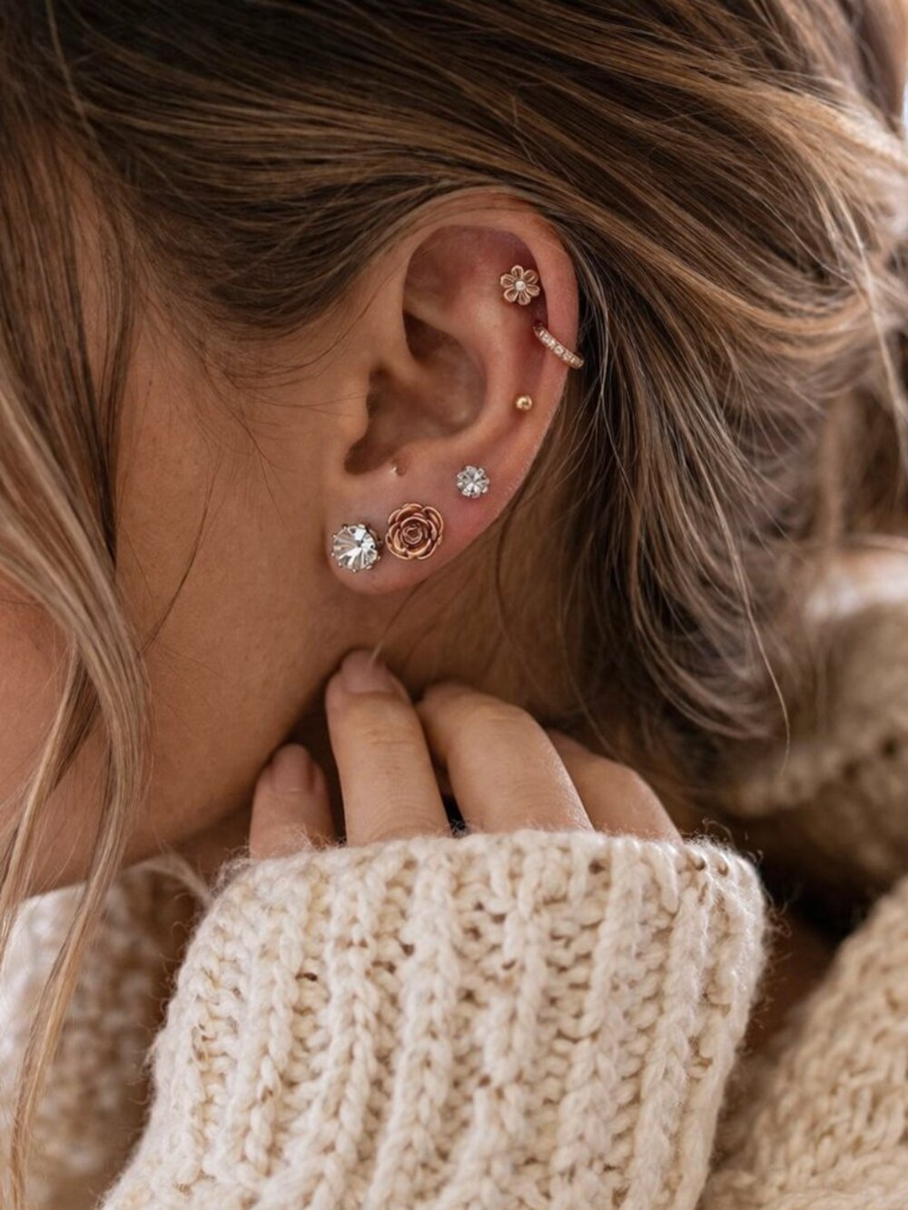 Multiple Piercings Bundle of Three Stud Pierced Earrings